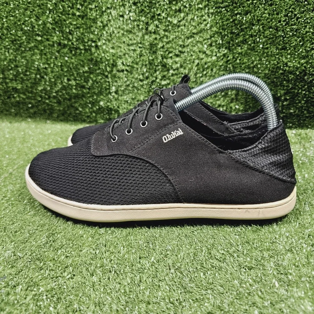 Olukai Nohea Moku Black Mesh Drop Heel Slip On Casual Sneakers Mens Size 8